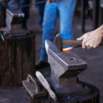 A tool being made on an anvil